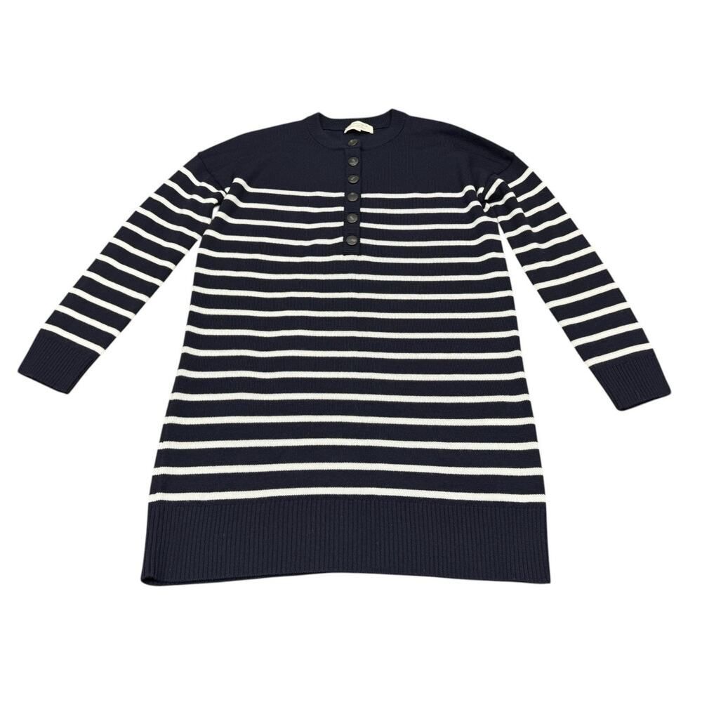 Sezane Evelyn Navy White Striped Merino Wool Sweater Dress XS Knit - Picture 4 of 9
